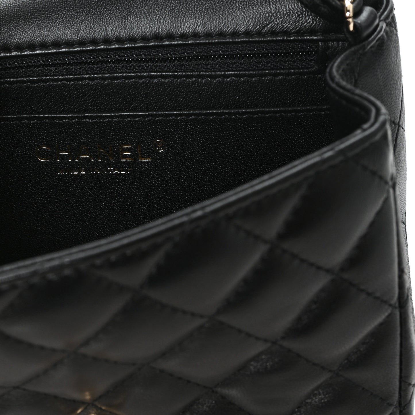 Lambskin Quilted Mini Square Flap Black