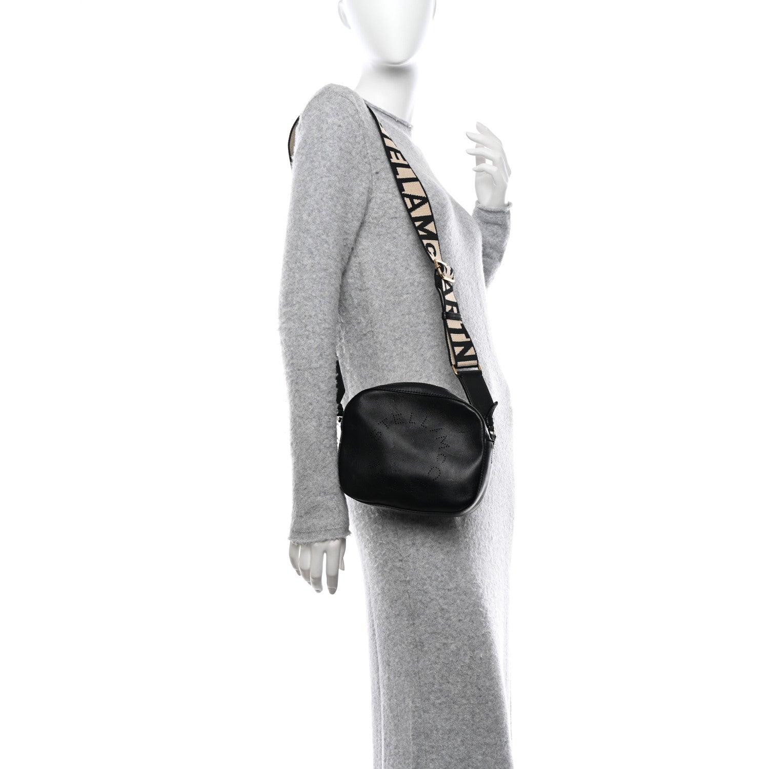 Stella McCartney Eco Alter Nappa Perforated Logo Mini Bag Black 2 of 9