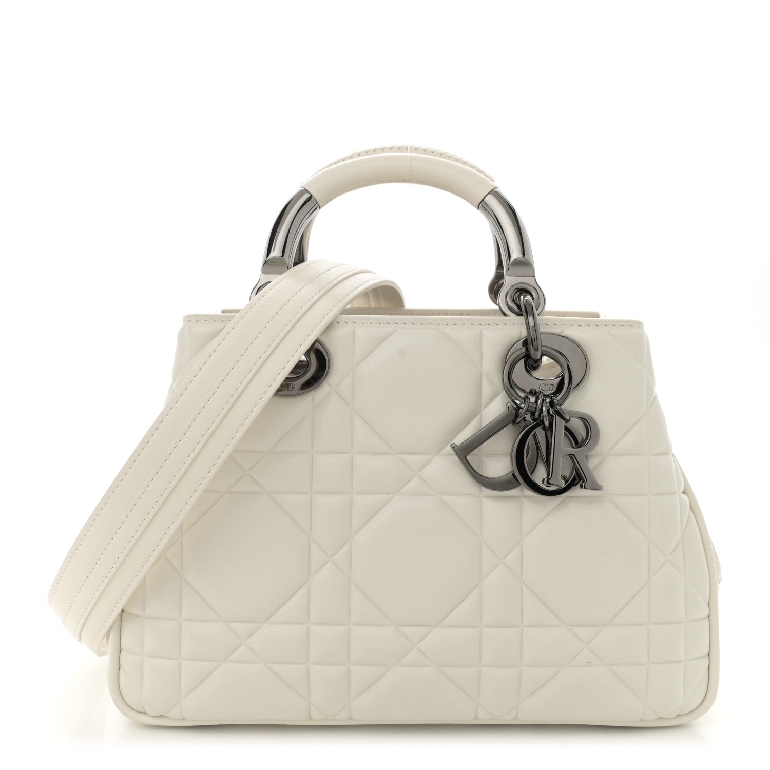 Christian Dior Calfskin Cannage Small The Lady 95.22 Ivory 1 of 12