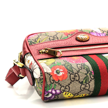 Gucci GG Supreme Monogram Flora Web Mini Ophidia Shoulder Bag Red 9 of 11