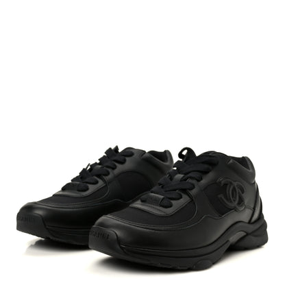 Chanel Lambskin Fabric CC Sneakers 39 Black 4 of 10