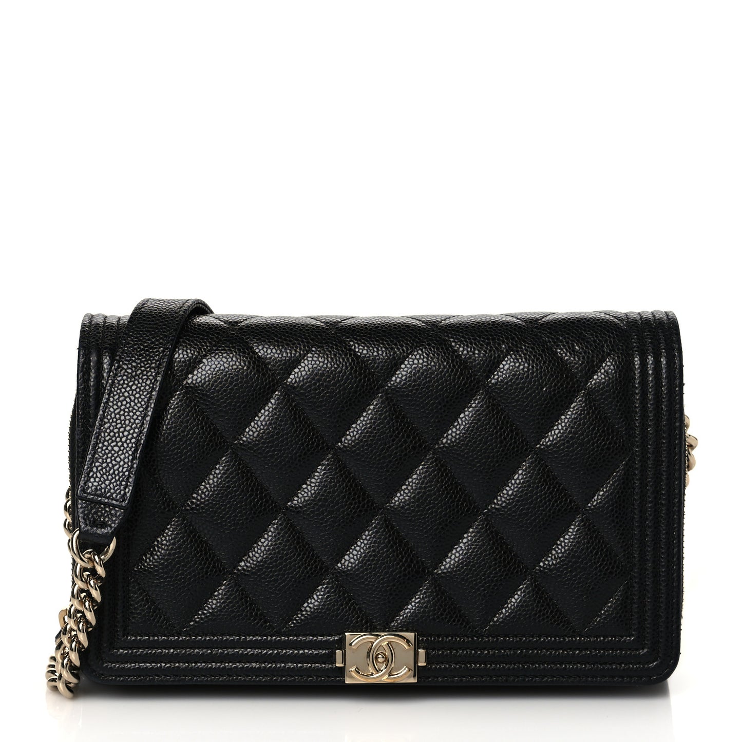 Caviar Quilted Boy Wallet On Chain WOC Black
