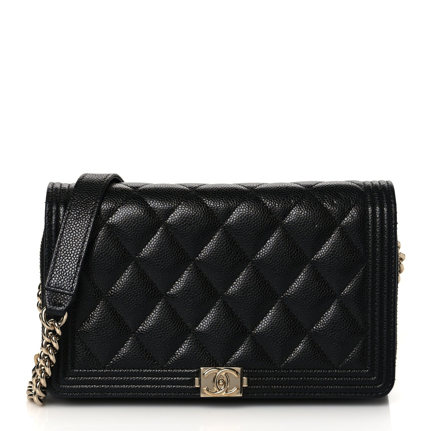 Chanel Caviar Quilted Boy Wallet On Chain WOC Black 1 of 10