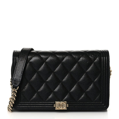 Chanel Caviar Quilted Boy Wallet On Chain WOC Black 1 of 10