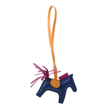 Hermes Milo Lambskin Grigri Rodeo Horse Bag Charm PM Bleu Saphir Rose Pourpre Bouton D'Or 1 of 4