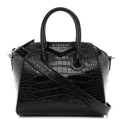 Givenchy Calfskin Crocodile Embossed Mini Antigona Black 1 of 8