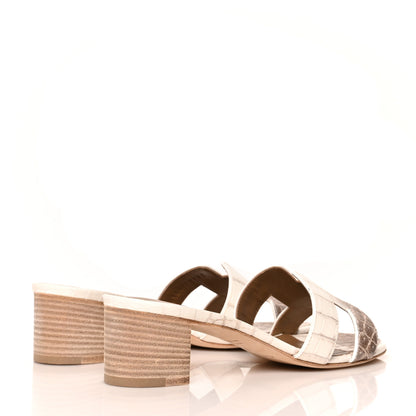 Hermes Matte Niloticus Crocodile Himalaya Oasis Sandals 37 White 3 of 9