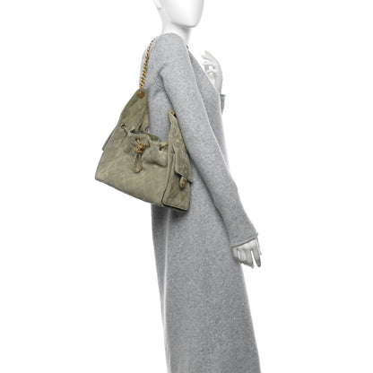 Chanel Suede Quilted Small Chanel 25 Handbag Khaki 2 of 10