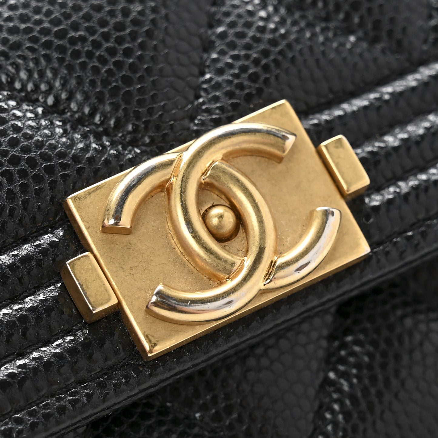 Caviar Quilted Boy Flap Card Holder Black