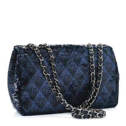 Chanel Sequin Quilted Medium Single Flap Blue 3 of 10
