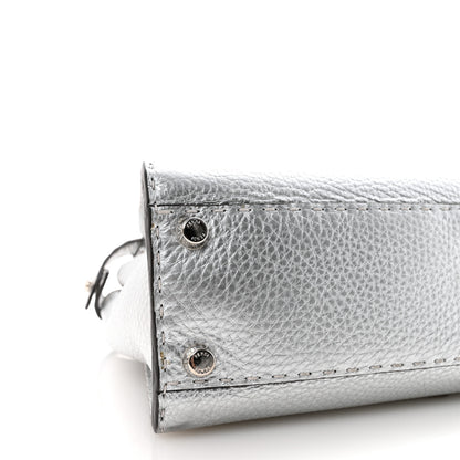 Fendi Cuoio Romano Lux Selleria Medium Peekaboo Iconic Satchel Argento 8 of 9