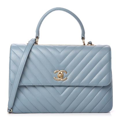 Chanel Lambskin Chevron Quilted Medium Trendy CC Dual Handle Flap Bag Light Blue 1 of 10