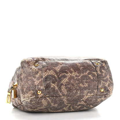 Prada Cervo Lux Print Lace Bauletto Bag Blond 3 of 13