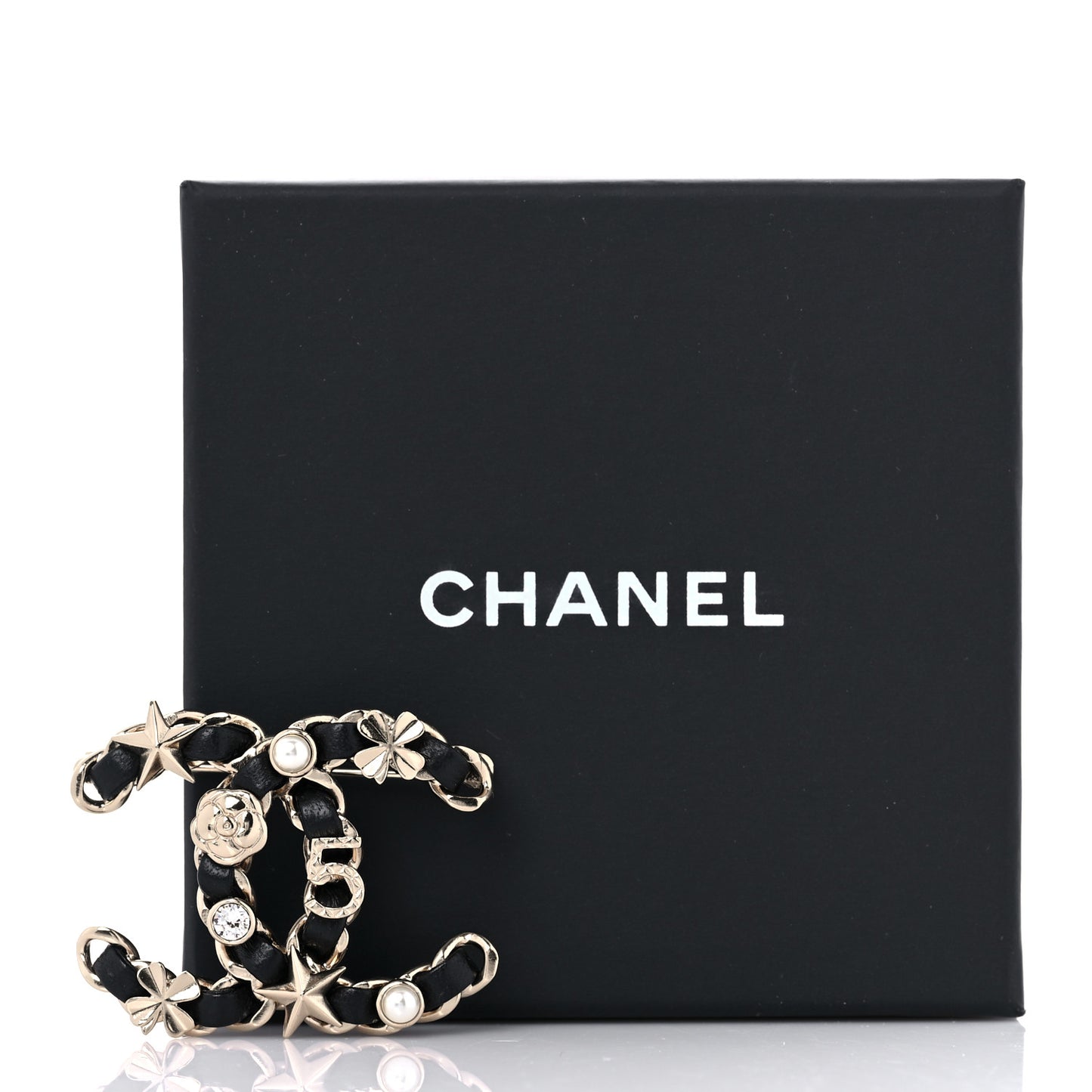 Lambskin Pearl Strass Sergeant Chanel Brooch Gold