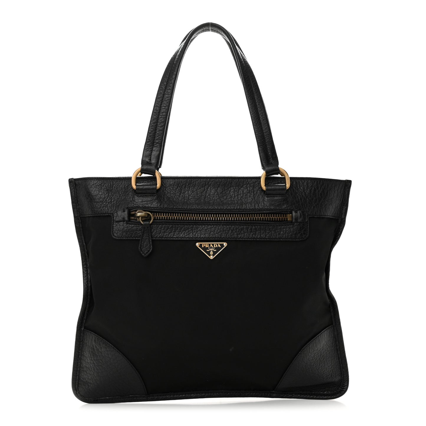 Tessuto Nylon Vitello Daino Flat Shoulder Bag Black