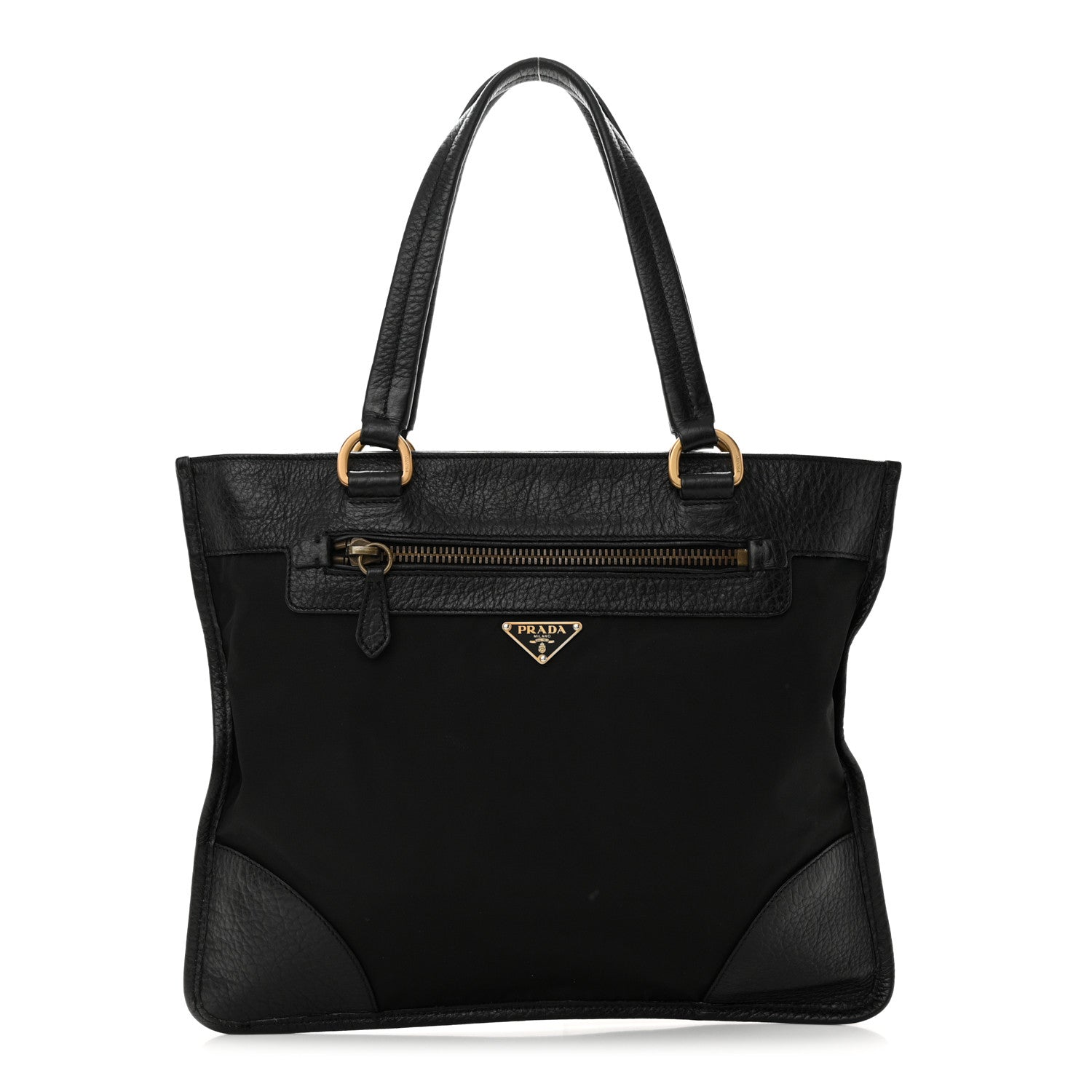 Prada Tessuto Nylon Vitello Daino Flat Shoulder Bag Black 1 of 10