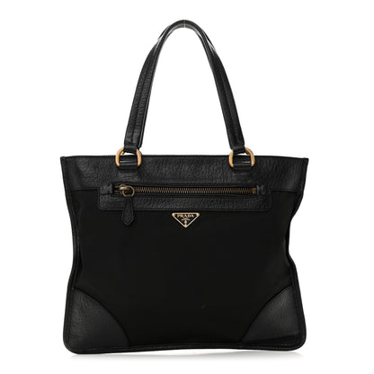 Prada Tessuto Nylon Vitello Daino Flat Shoulder Bag Black 1 of 10