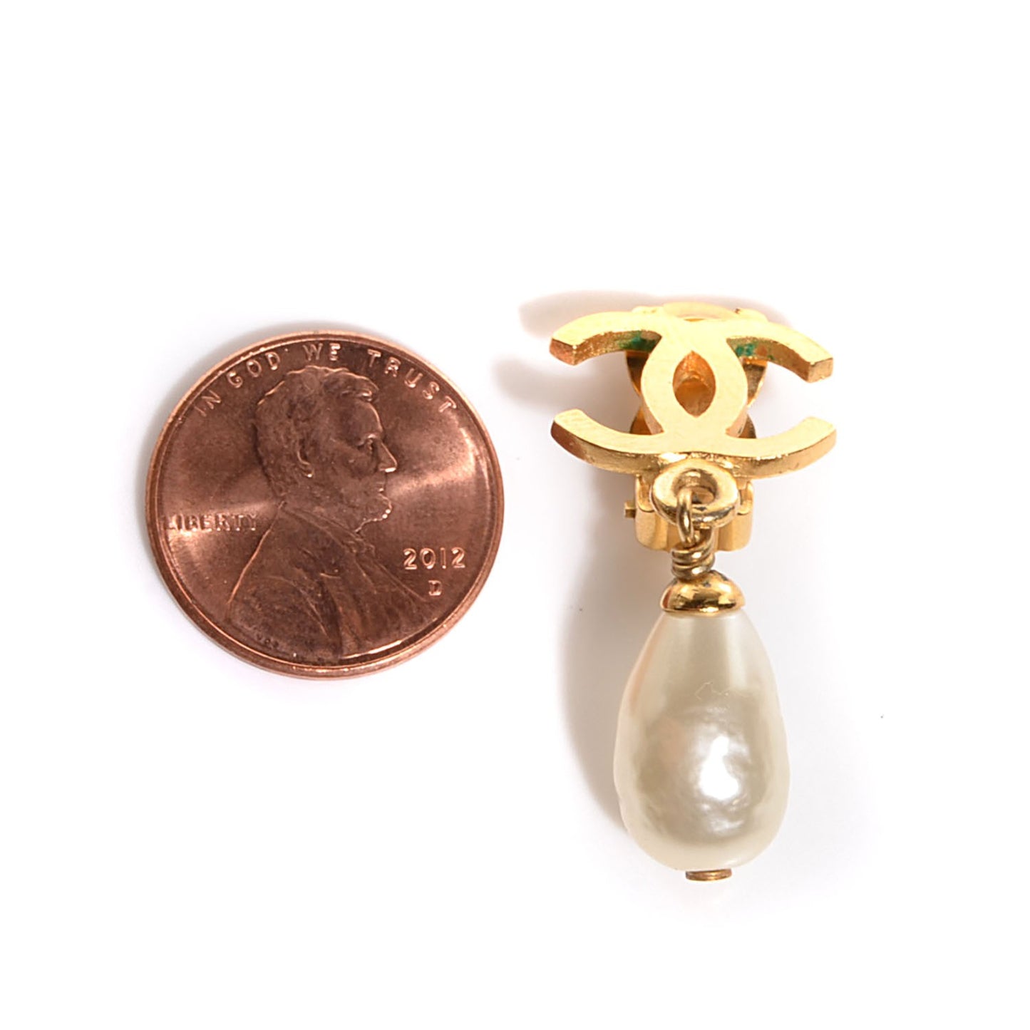 Pearl Drop CC Clip On Earrings Gold