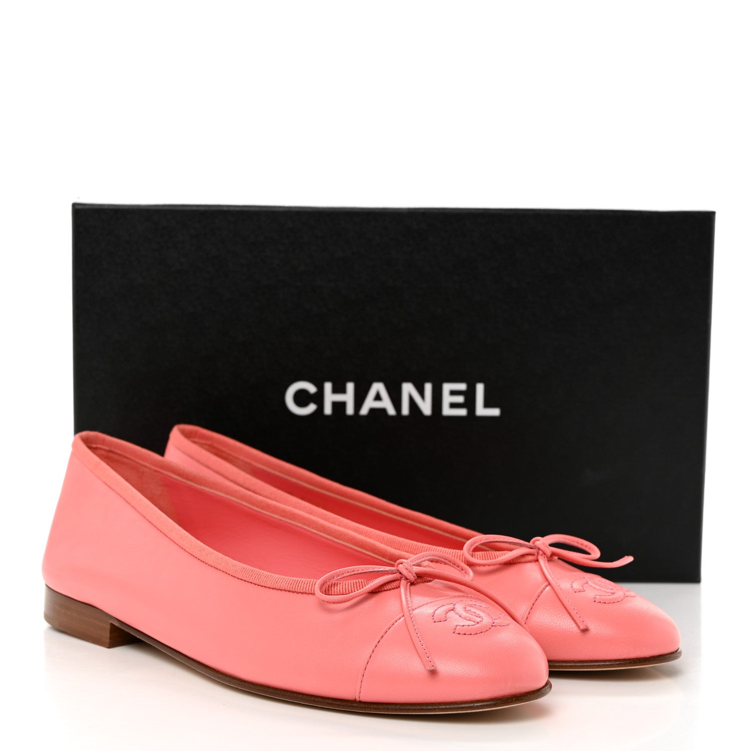 Chanel Goatskin Cap Toe CC Ballerina Flats 38 Pink 9 of 9
