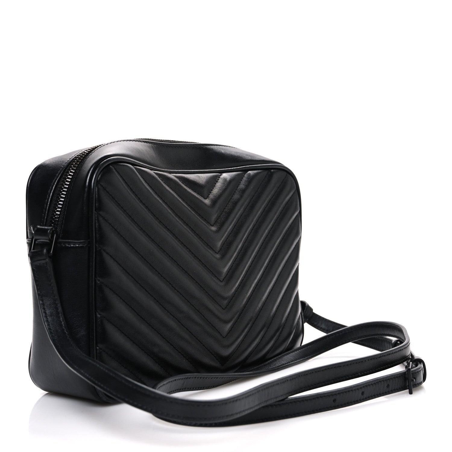 Saint Laurent Calfskin Matelasse Monogram Monochrome Lou Camera Bag Black 3 of 13