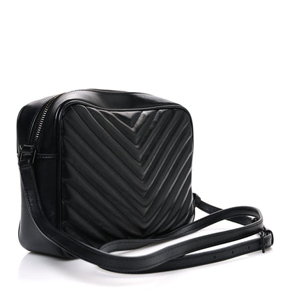 Saint Laurent Calfskin Matelasse Monogram Monochrome Lou Camera Bag Black 3 of 13