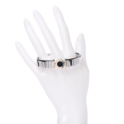 Bulgari Stainless Steel 18K Rose Gold Black Onyx Tubogas Bracelet M 2 of 6