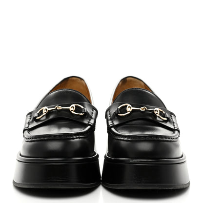 Gucci Kama Calfskin Horsebit Womens Wedge Platform Loafers 39 Black 3 of 11