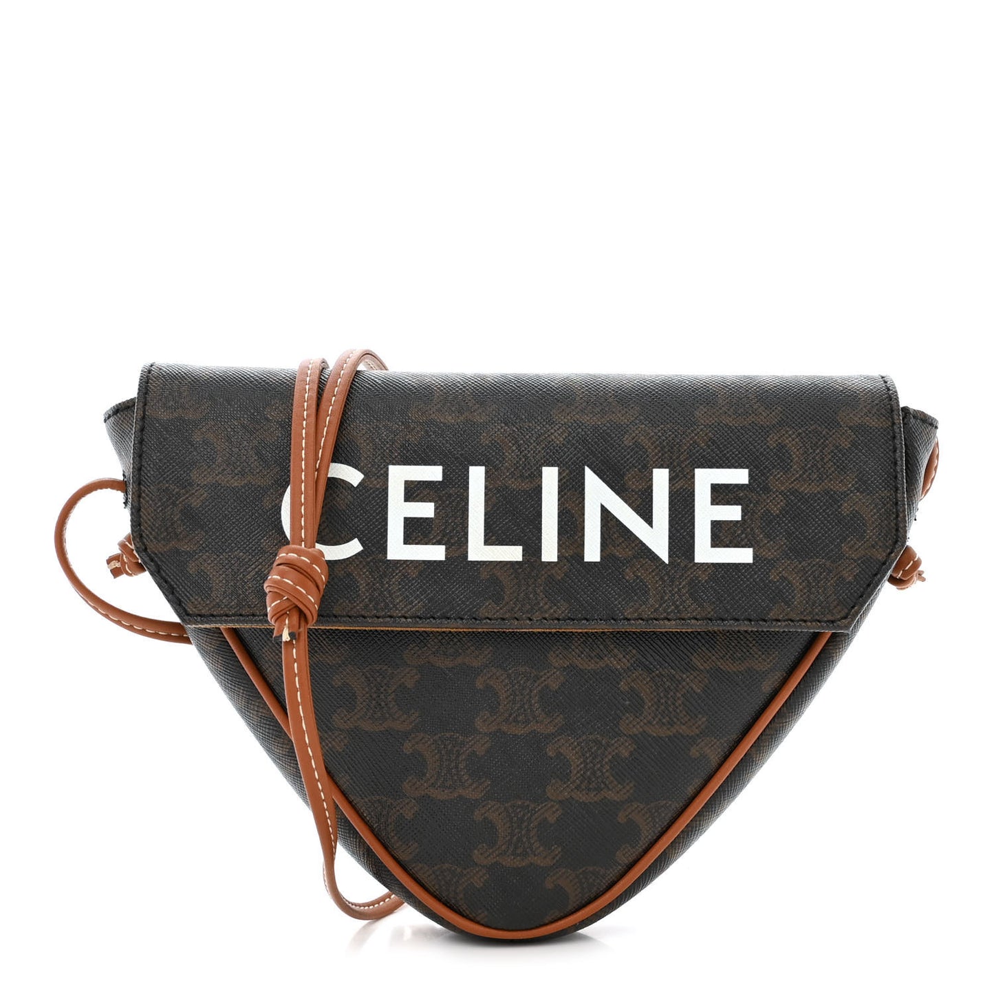 Triomphe Canvas Triangle Crossbody Bag Tan