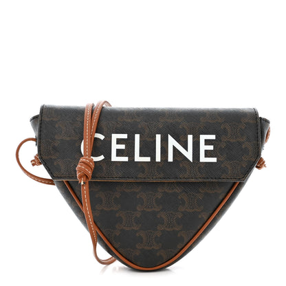 Celine Triomphe Canvas Triangle Crossbody Bag Tan 1 of 10