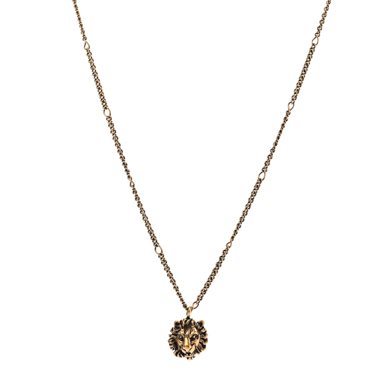 Metal Lion Head Necklace Gold