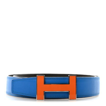 Hermes Polo Bullskin Swift 32mm Enamel Quizz H Belt 85 34 Macassar Bleu Hydra 2 of 7