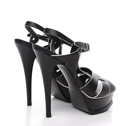 Saint Laurent Calfskin Tribute 105 Platform Sandals 37.5 Black 4 of 11