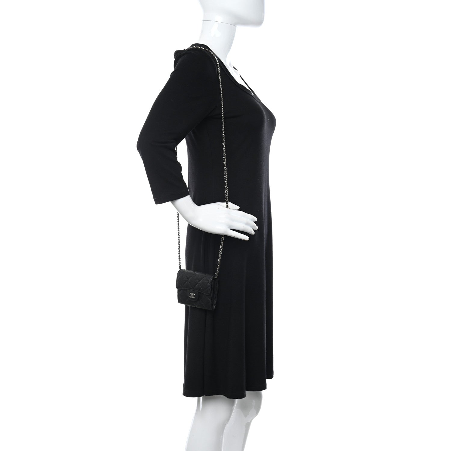Chanel Caviar Quilted Flap Card Holder On Chain Black 2 of 9