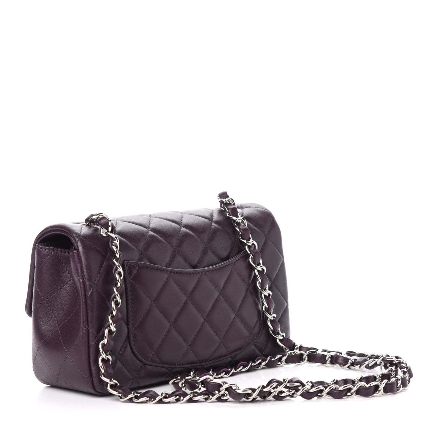 Lambskin Quilted Mini Rectangular Flap Dark Purple