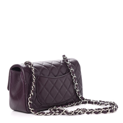 Chanel Lambskin Quilted Mini Rectangular Flap Dark Purple 3 of 10