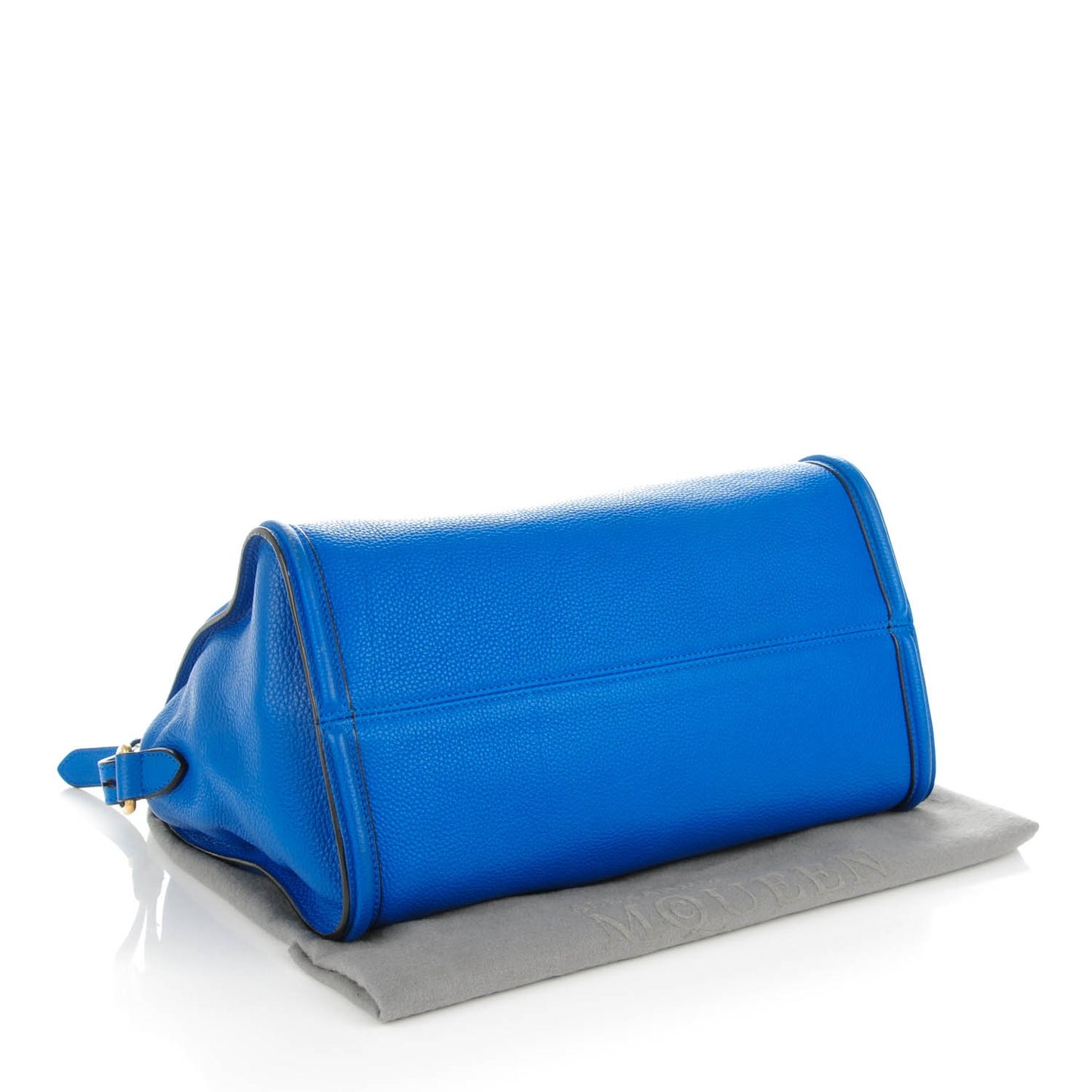 Pebbled Calfskin Small Skull Padlock Zip Around Tote Blue