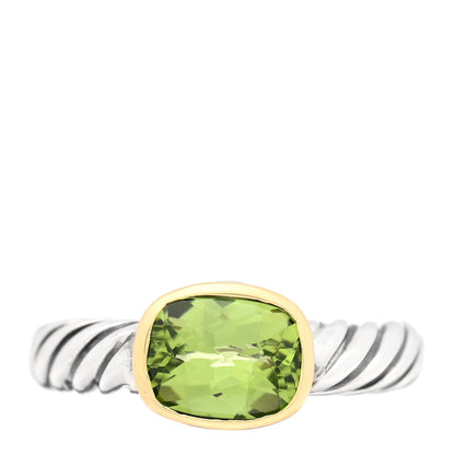 David Yurman Sterling Silver 18K Yellow Gold Peridot Noblesse Ring 51 5.75 1 of 4