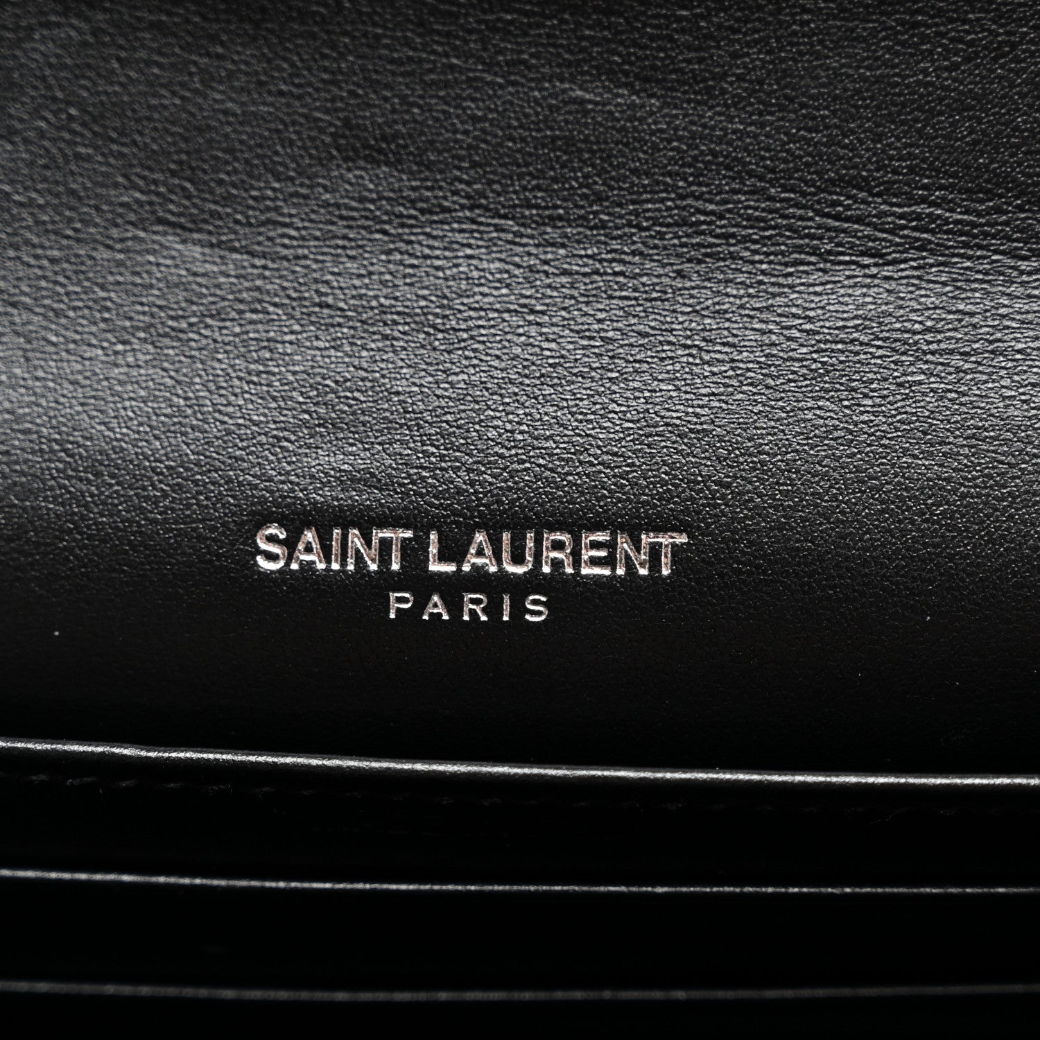 Saint Laurent Calfskin Crocodile Embossed Monogram Sunset Chain Wallet Black 5 of 9