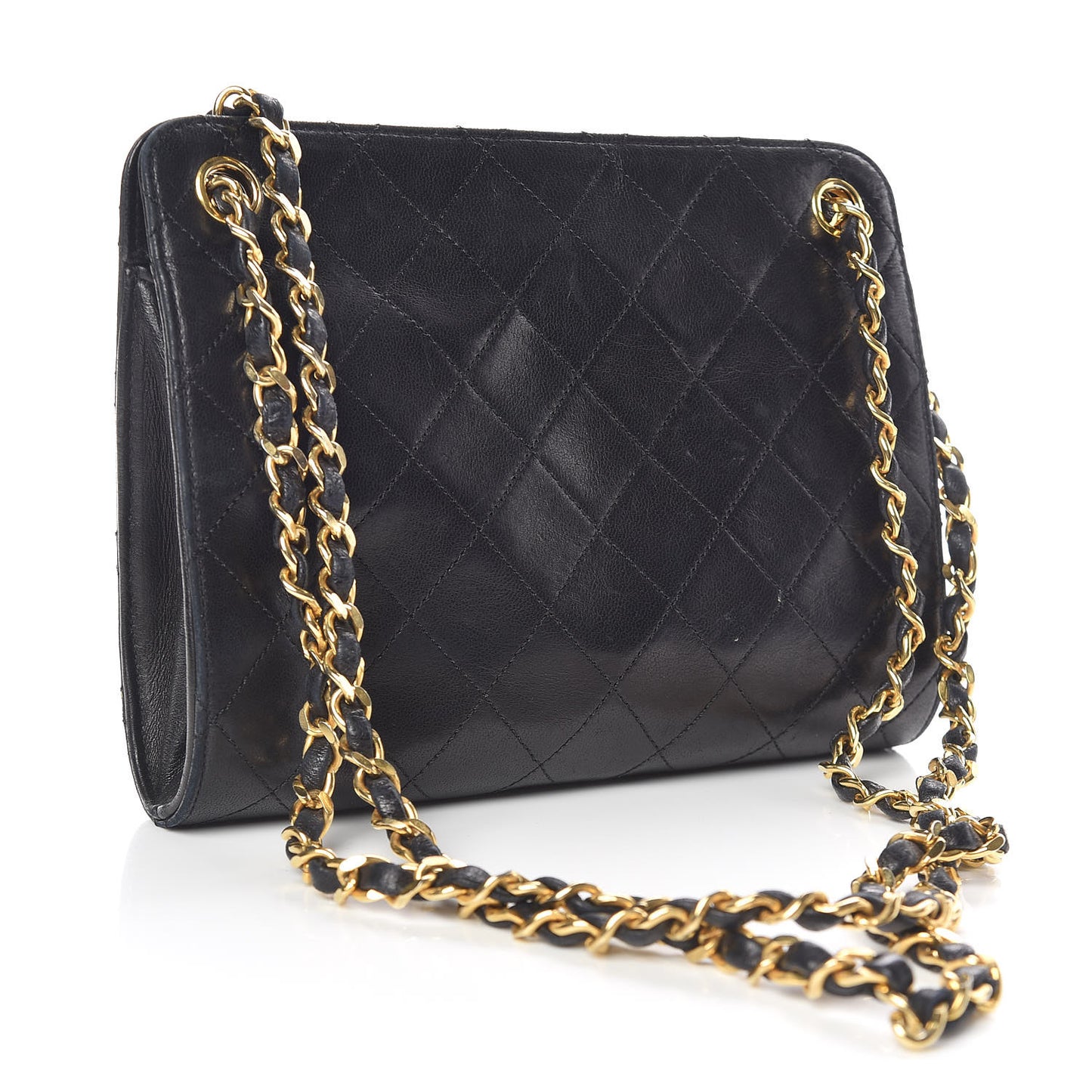 Lambskin Quilted Shoulder Bag Black