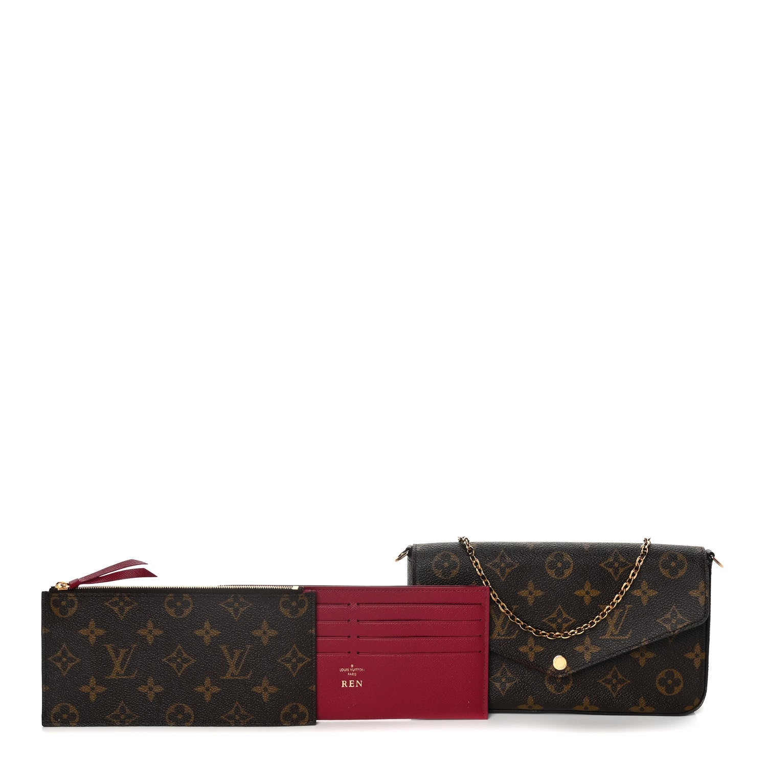 Louis Vuitton Monogram Pochette Felicie Chain Wallet Fuchsia 1 of 18