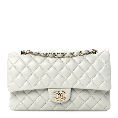 Chanel Lambskin Quilted Medium Double Flap Light Grey 1 of 12
