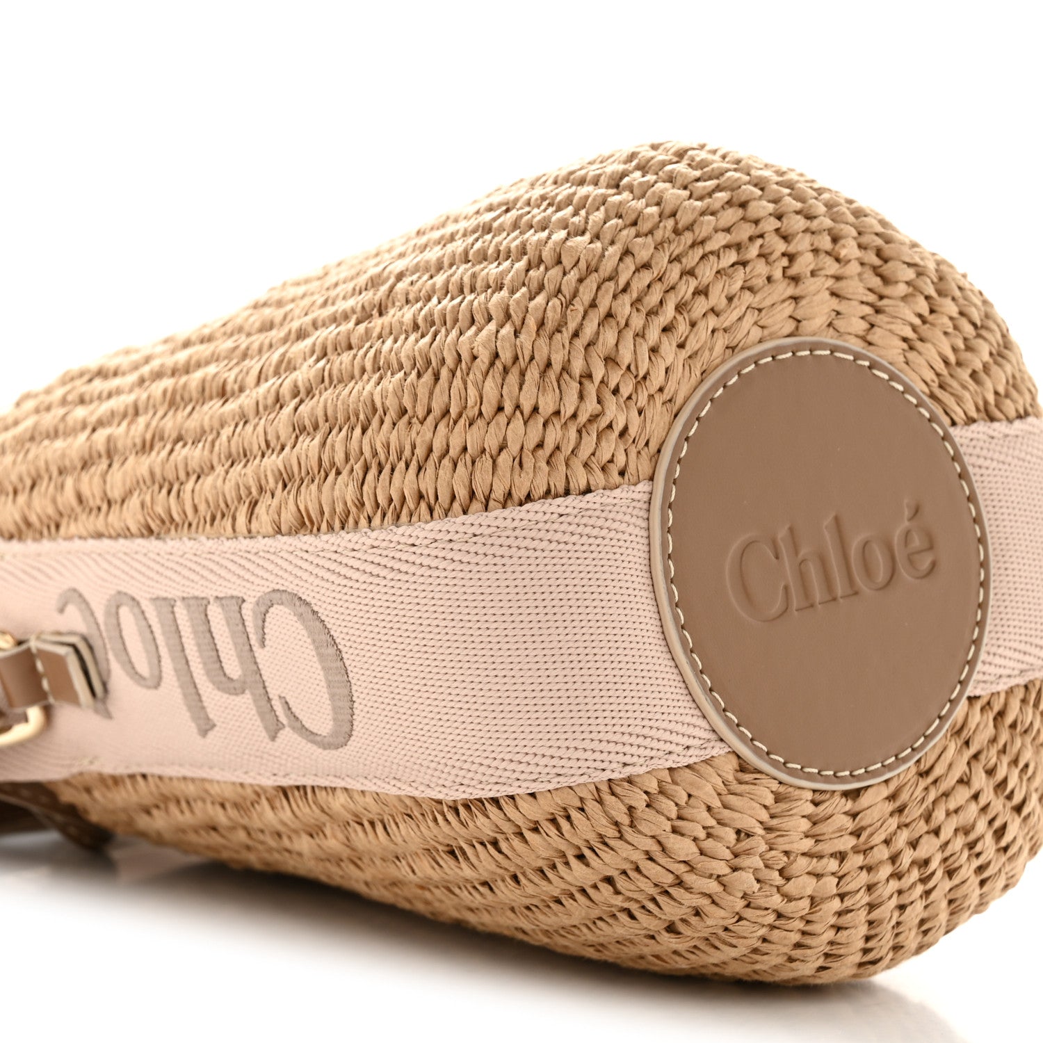 Chloe X MIFUKO Raffia Calfskin Small Woody Basket Shoulder Bag Beige Light Pink 10 of 11