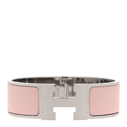 Hermes Enamel Wide Clic Clac H Bracelet GM Rose Dragee 1 of 5