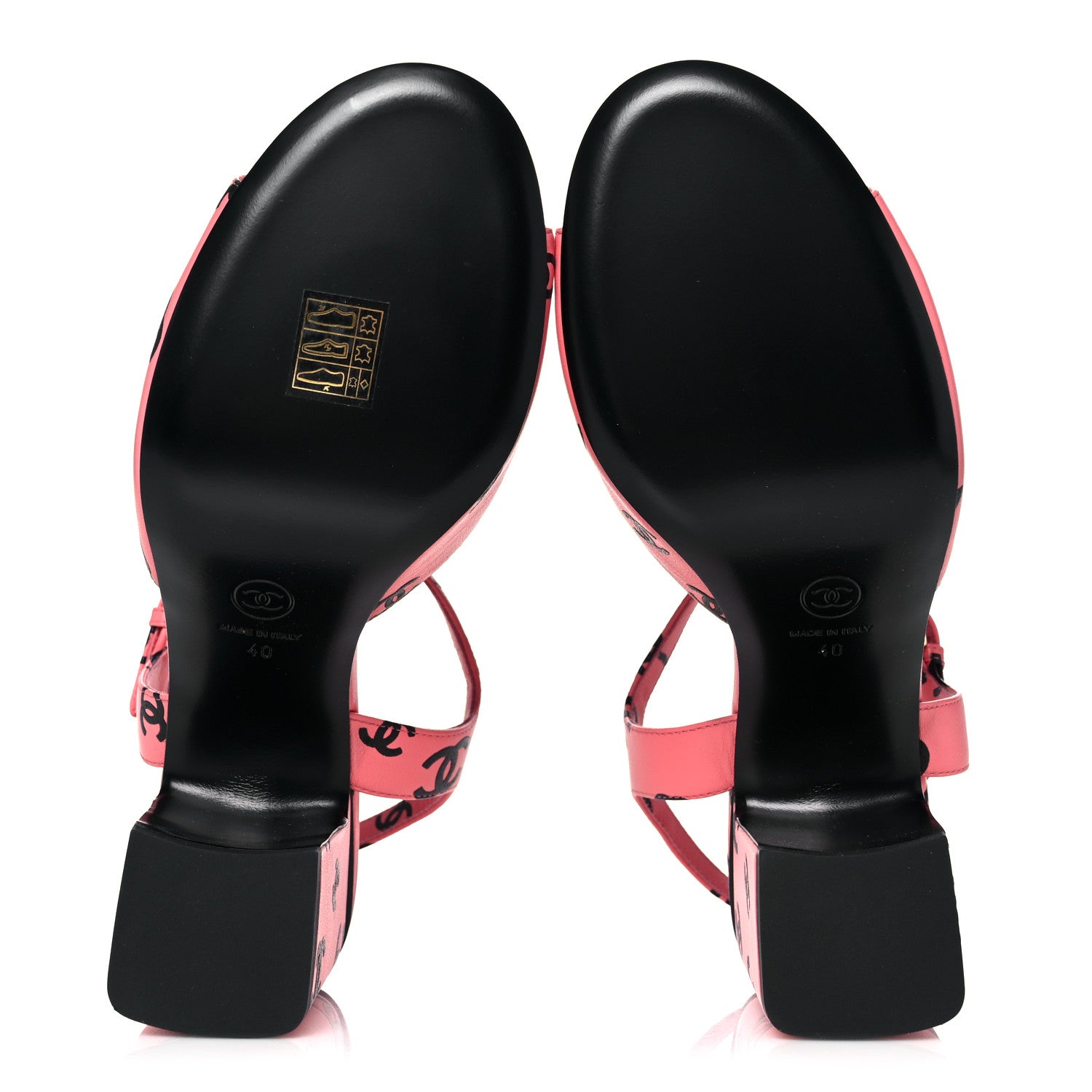 Chanel Printed Lambskin CC Sandals 40 Pink Black 5 of 11