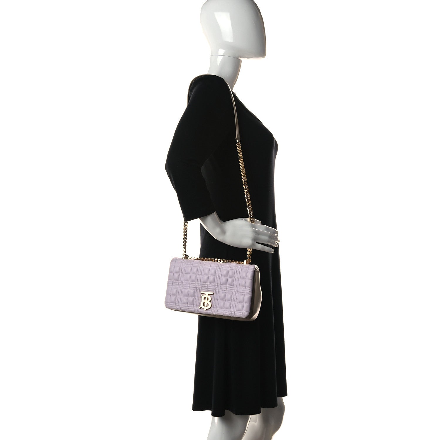 Burberry Lambskin Quilted Small Lola Bag Pale Thistle Soft Fawn 2 of 13