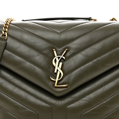 Saint Laurent Calfskin Y Quilted Monogram Medium Loulou Chain Satchel Military Olive 5 of 11