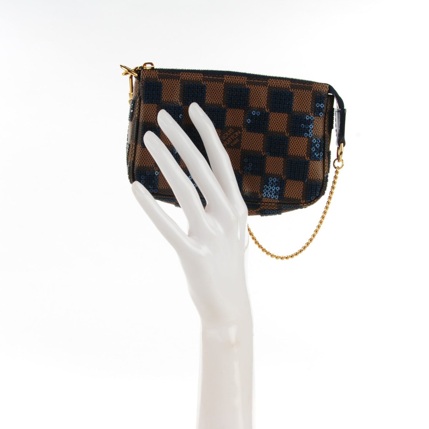 Damier Paillettes Mini Pochette Accessories Blue