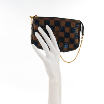 Louis Vuitton Damier Paillettes Mini Pochette Accessories Blue 2 of 7