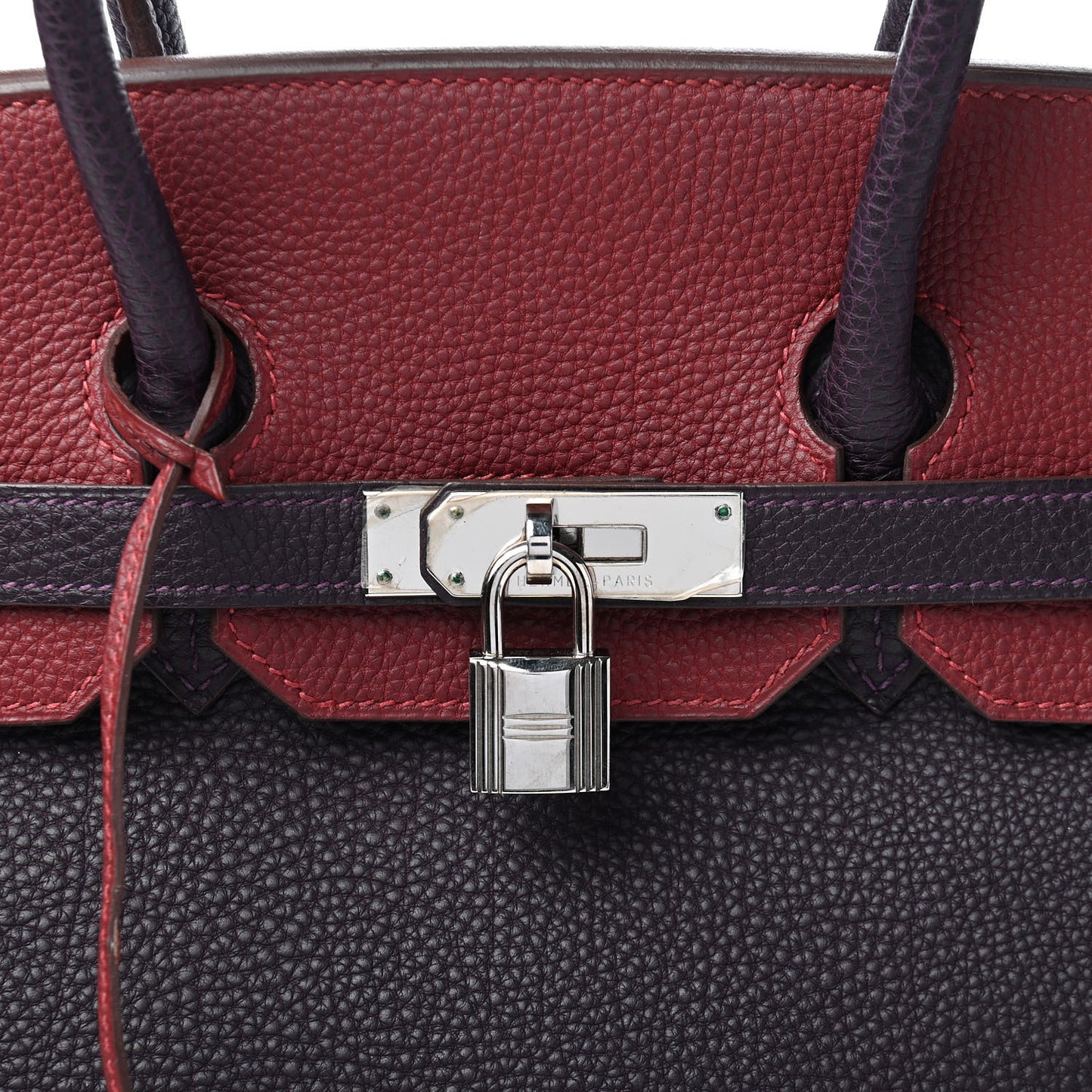 Togo Bi Color Horseshoe Birkin 35 Raisin Rouge H