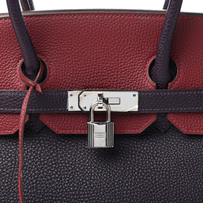 Hermes Togo Bi Color Horseshoe Birkin 35 Raisin Rouge H 8 of 10